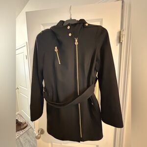 Michael Kor’s Black Hooded Coat with Gold Accents